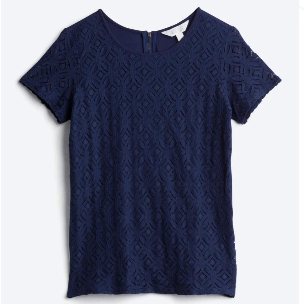 Market & Spruce | Hans Crochet Front | Mixed Material Top | Sz M